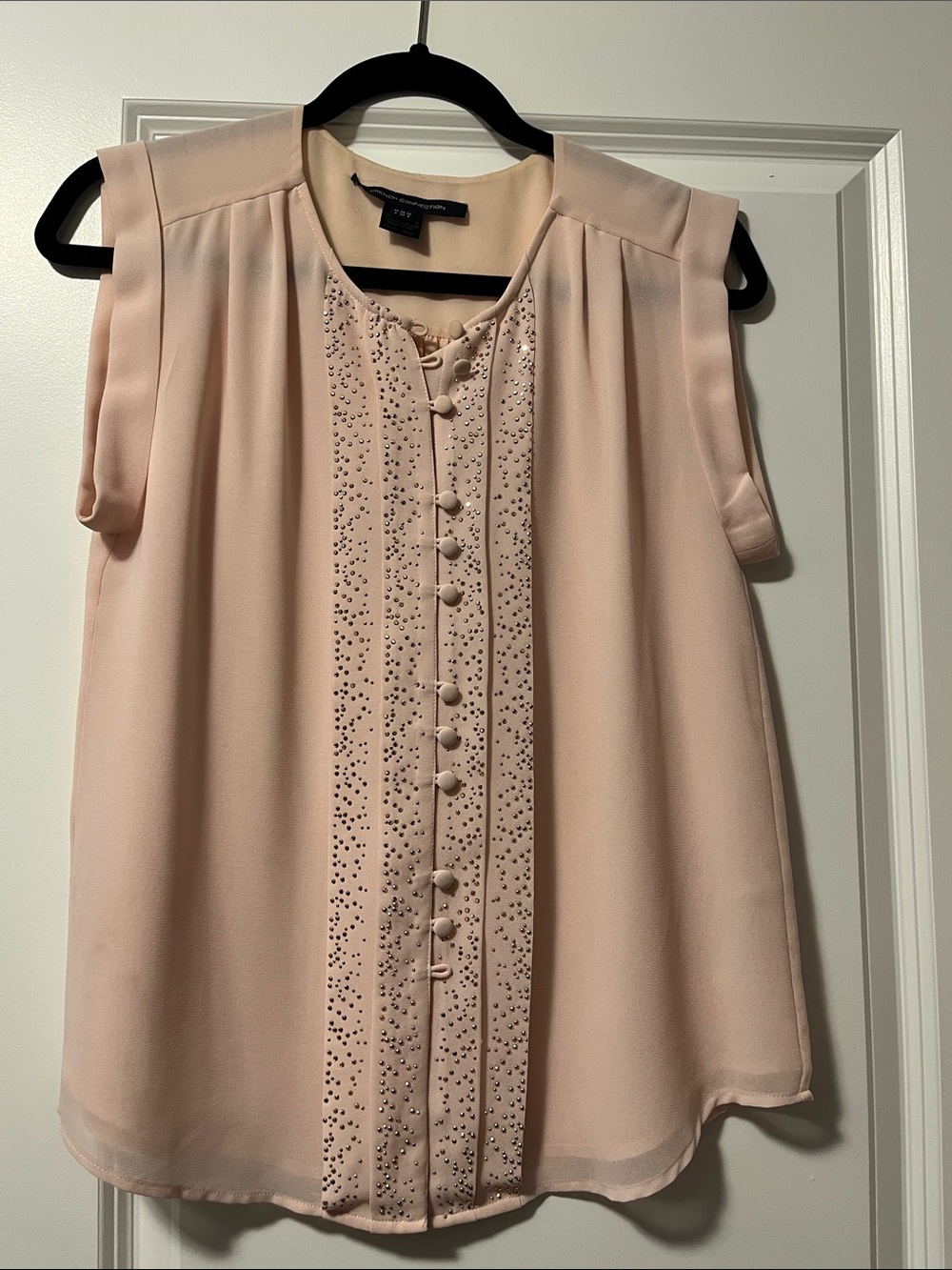 French Connection Blush Pink Sleeveless Button-Front Blouse